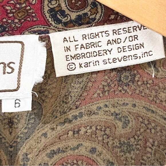 Karin Stevens Vintage Midi Long Sleeve Dress Front Button Closure Velvet Collar - Picture 5 of 8